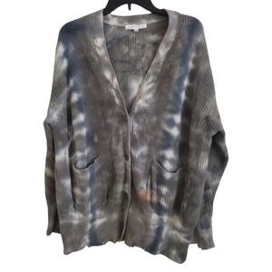 Young Fabulous & Broke 100% cotton cardigan green blue grey tie dye size M/L